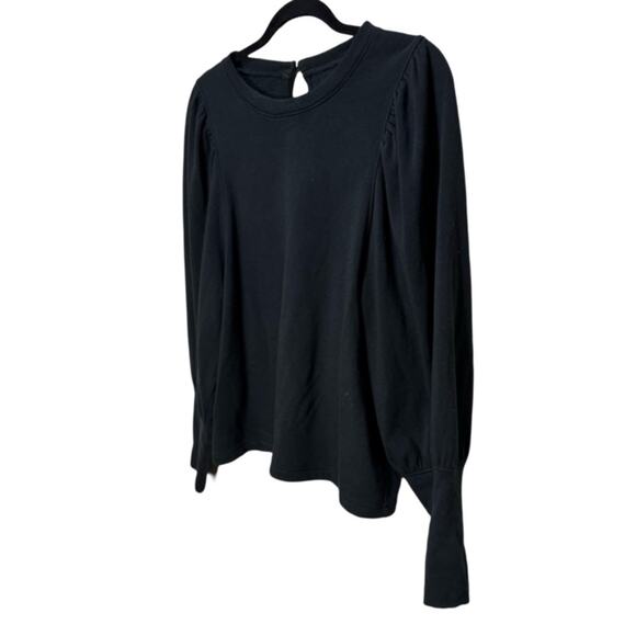 Madewell Puff Sleeve Long Sleeve Sweater - Soft Black Size L - Picture 2 of 6